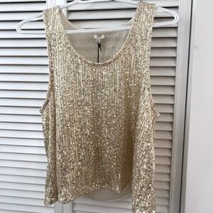 Light gold sequin tank, brand new